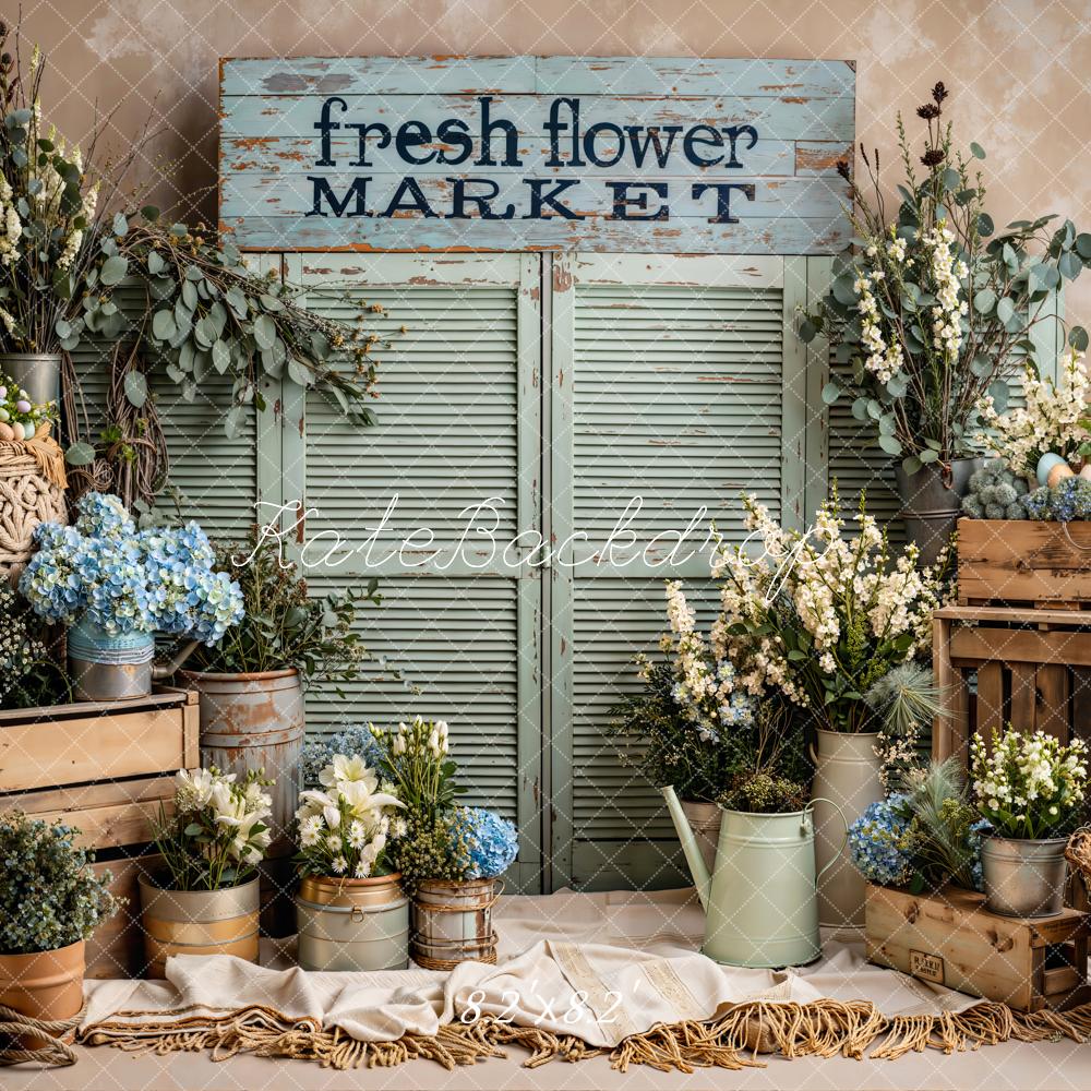 Kate Spring Fresh Flower Market Crates Pastel Easter Eggs Backdrop Designed by Emetselch