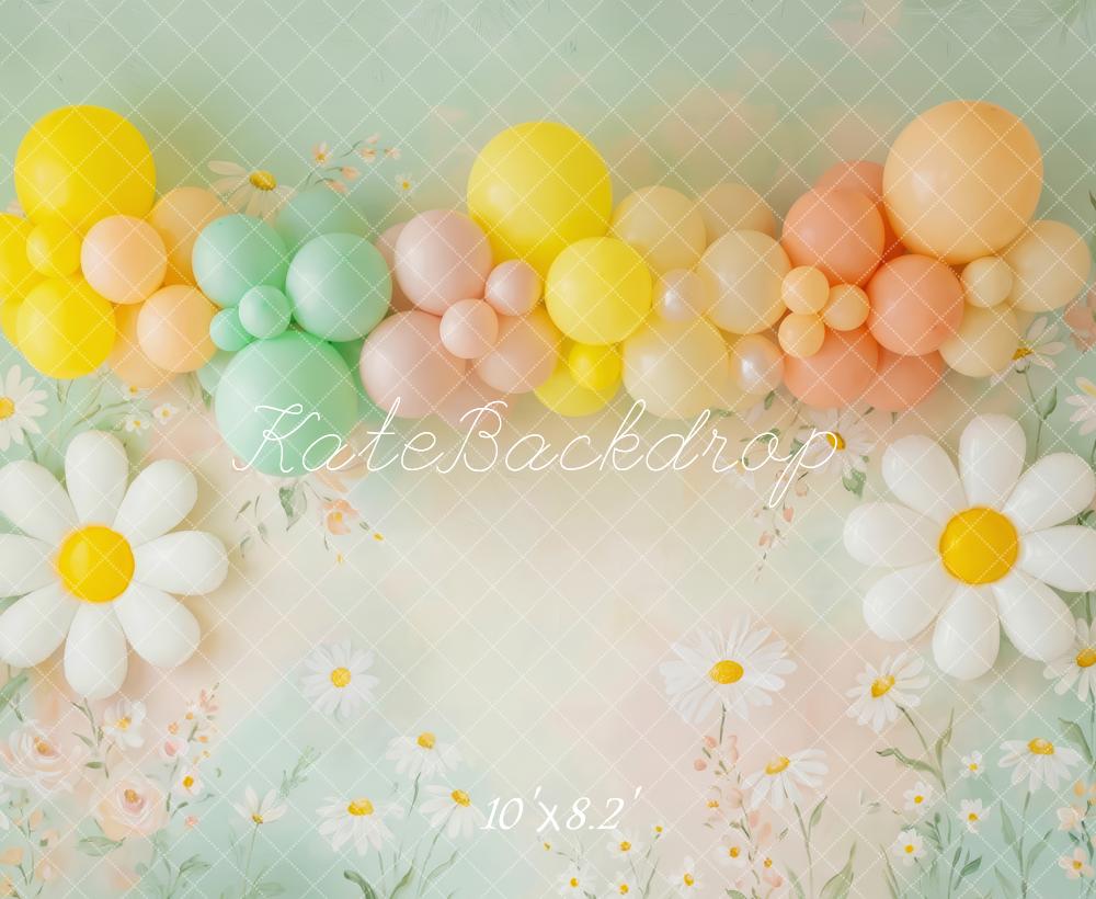 Kate Summer Daisy Pastel Balloon Garland Flowers Printed Backdrop Designed by Patty Roberts