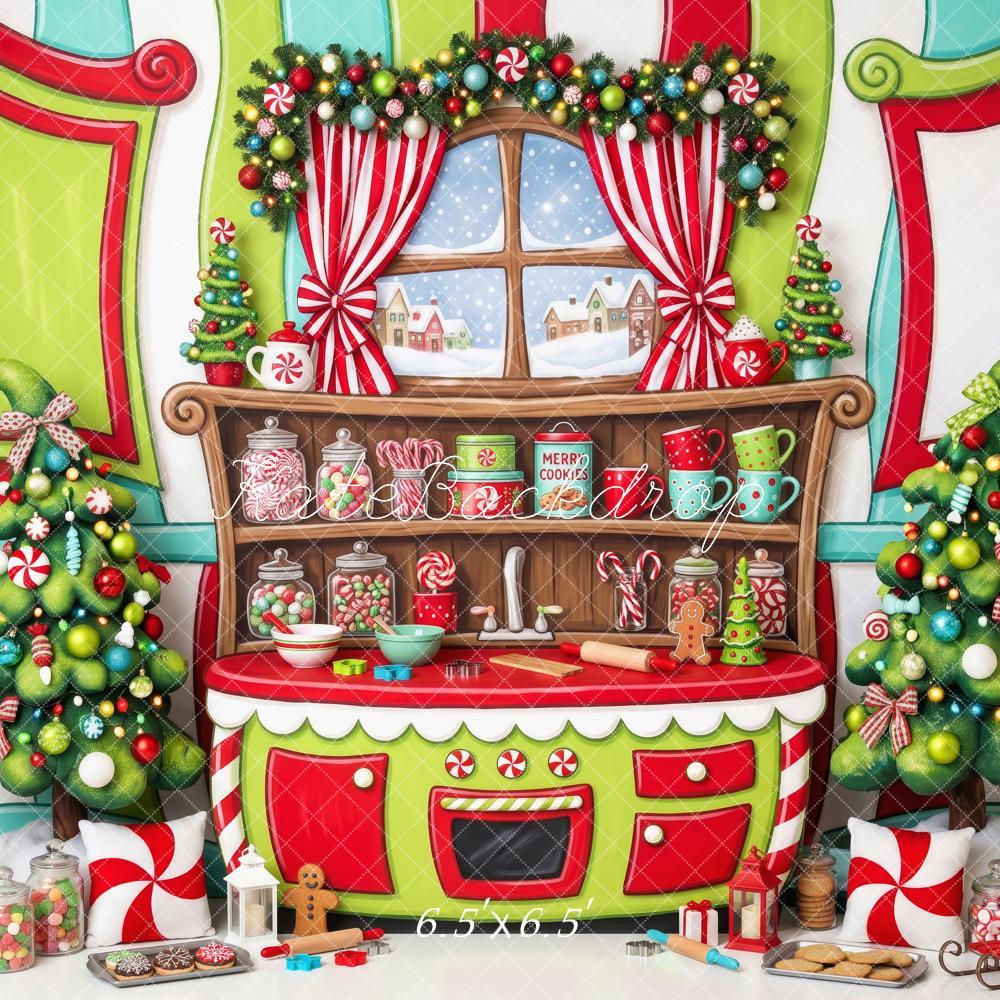 Kate Christmas Whimstical Candy Kitchen Trees Printed Backdrop Designed by Patty Roberts