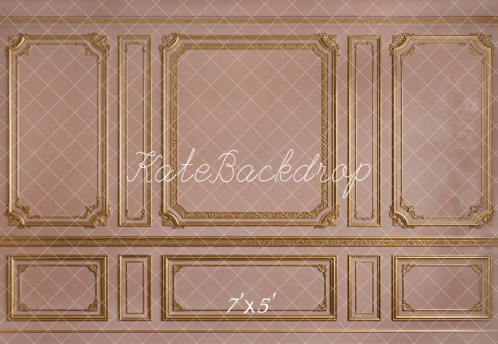 Kate Vintage Pink Gold French Wall Printed Backdrop Designed by Emetselch
