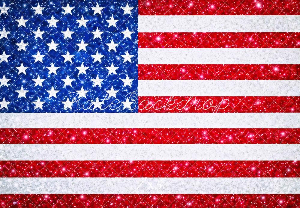 Kate Glitter American Flag Stars and Stripes Backdrop Designed by Mini MakeBelieve