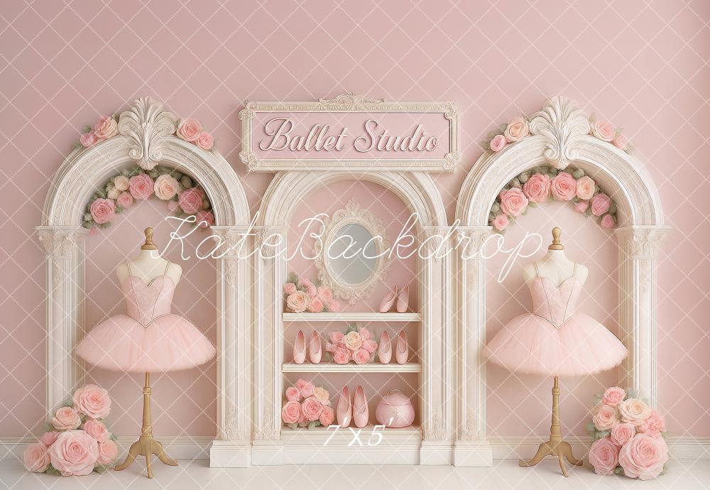 Kate Birthday Ballet Studio Pink Dress Printed Backdrop Designed by Ashley Paul