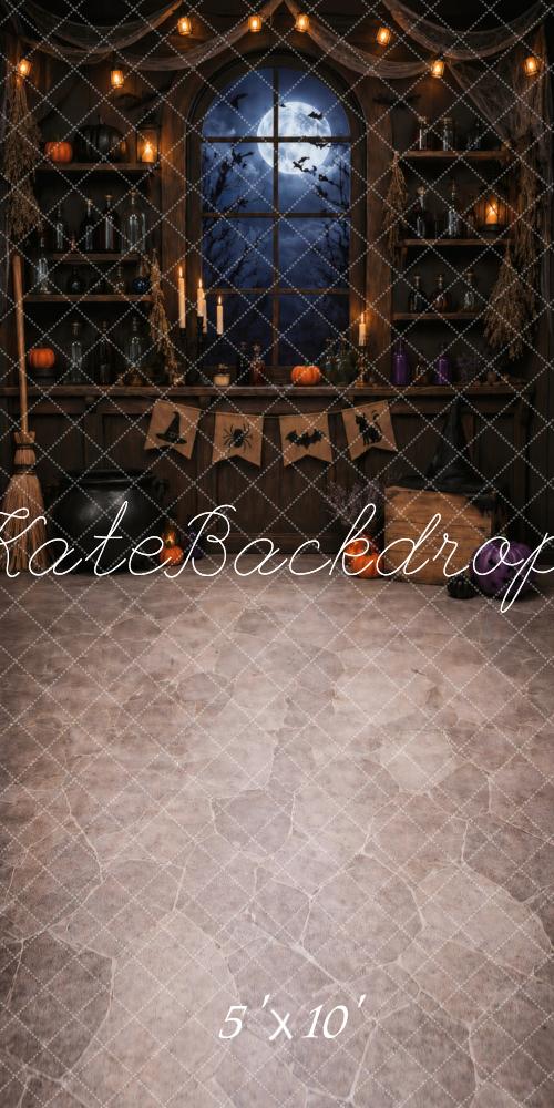 Kate Sweep Halloween Moonlit Window Pumpkin Shelf Printed Backdrop Designed by Vertigo Productions