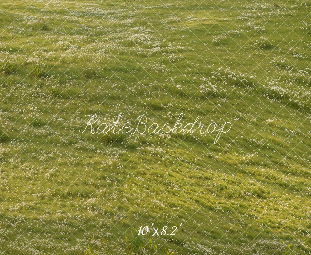 Kate Spring Green Meadow White Flowers Floor Backdrop Designed by Kate Image