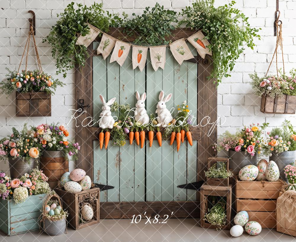 Easter Bunny Carrots Puerta Fondo de Madera Designed by Emetselch