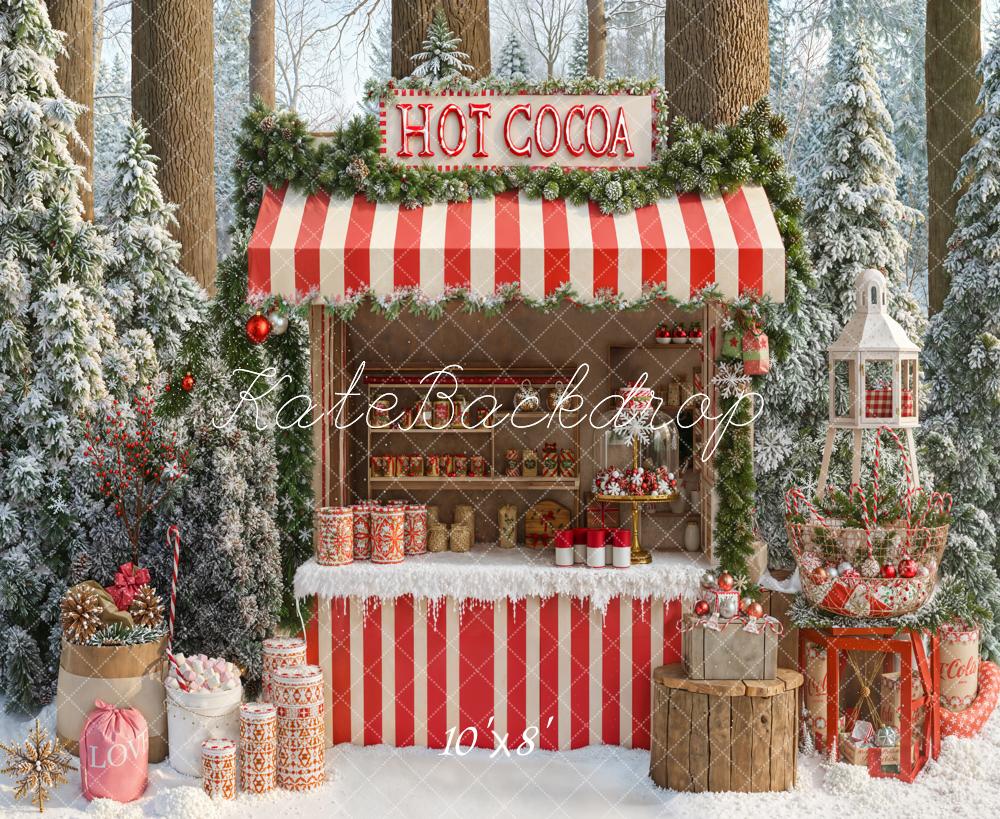 Kerst Hot Cocoa Stand Forest Snow Foto Achtergrond Designed by Emetselch