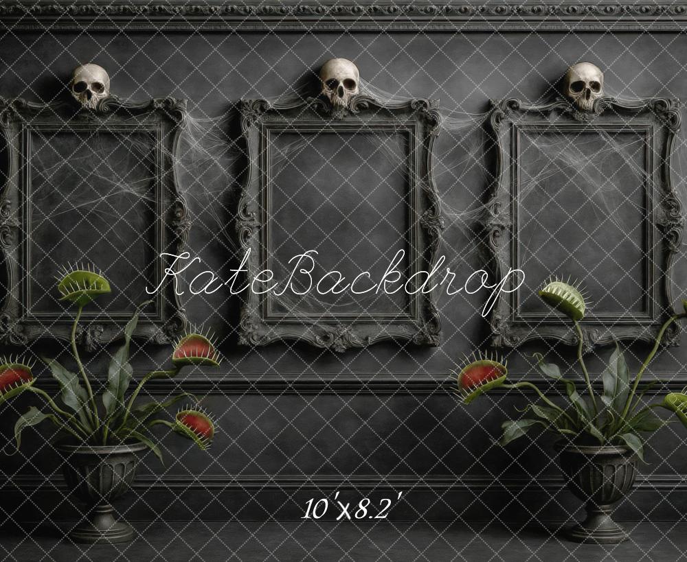 Fondo de Pared de Calaveras Halloween Venus Flytrap Diseñado por Mini MakeBelieve