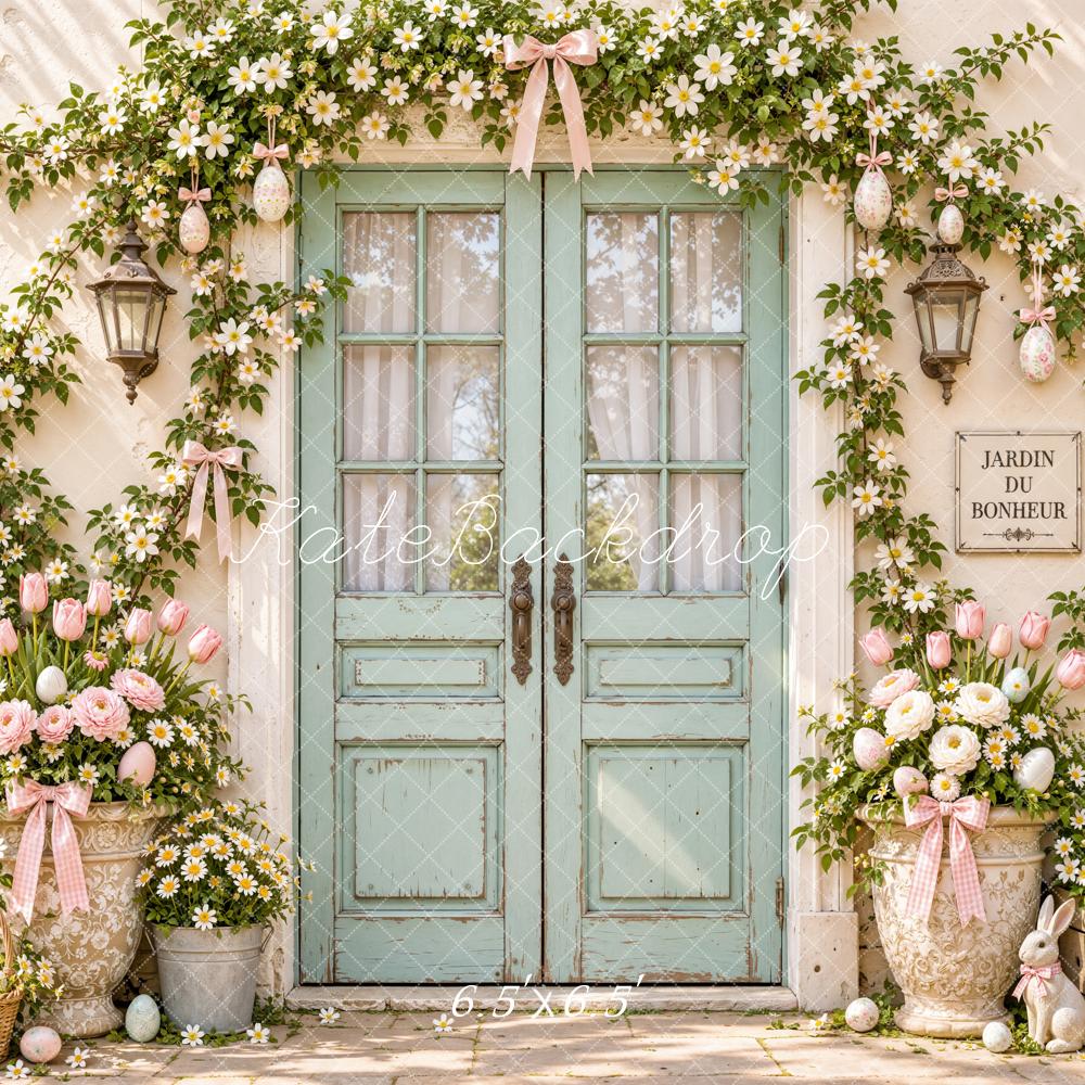Kate Easter Flower Arch Doorway Bunny Tulips Ivy Printed Backdrop Designed by Emetselch