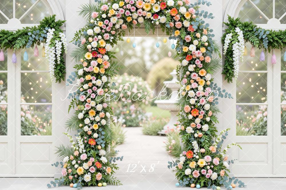 Kate Spring Flower Arch Pastel Eggs Garden Backdrop Designed by Mini MakeBelieve