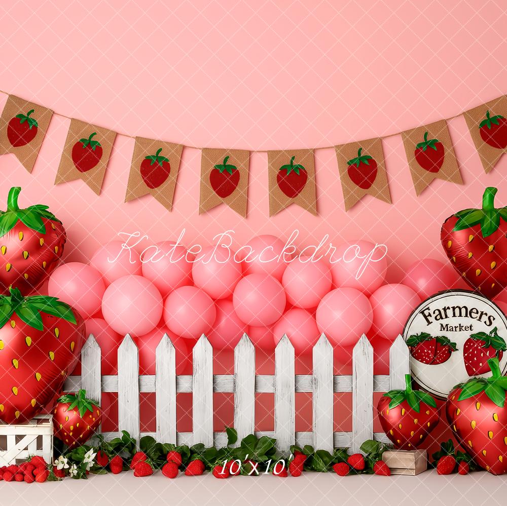 Kate Cake Smash Strawberry Farmers Market Backdrop Designed by Patty Roberts