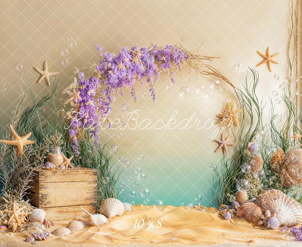 Kate Mermaid Underwater Floral Arch Starfish Seashell Backdrop Designed by Emetselch
