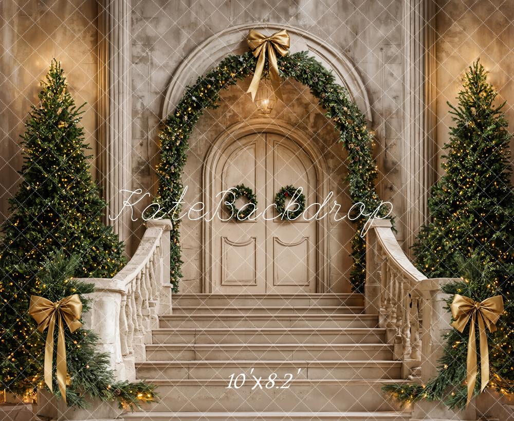 Kate Christmas Tree Retro Arch Staircase Backdrop Designed by Emetselch