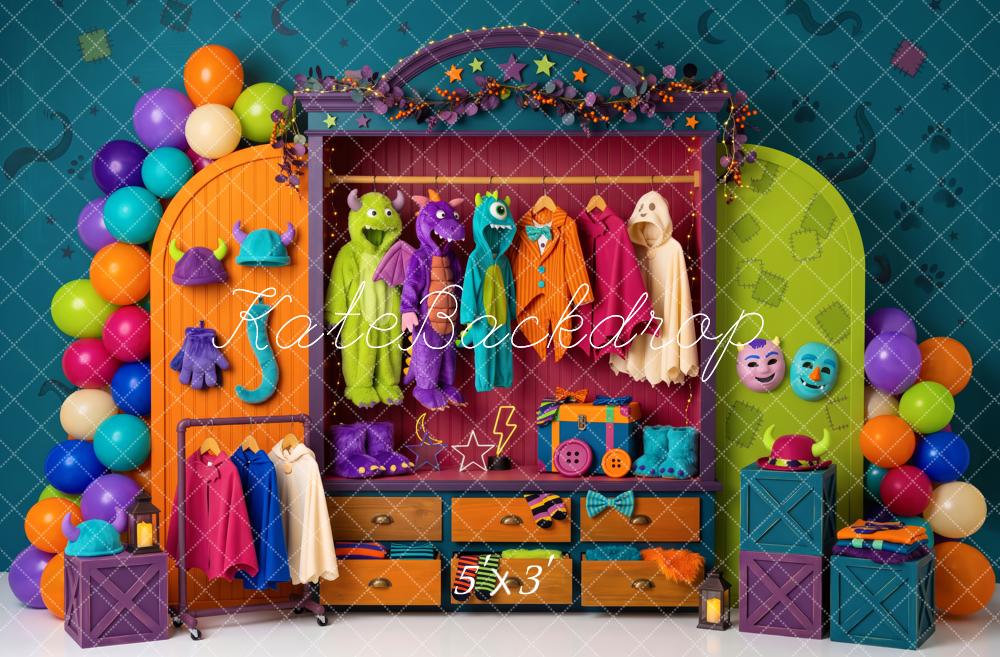 Kate Halloween Colorful Wardrobe Monster Costume Printed Backdrop Designed by Patty Roberts