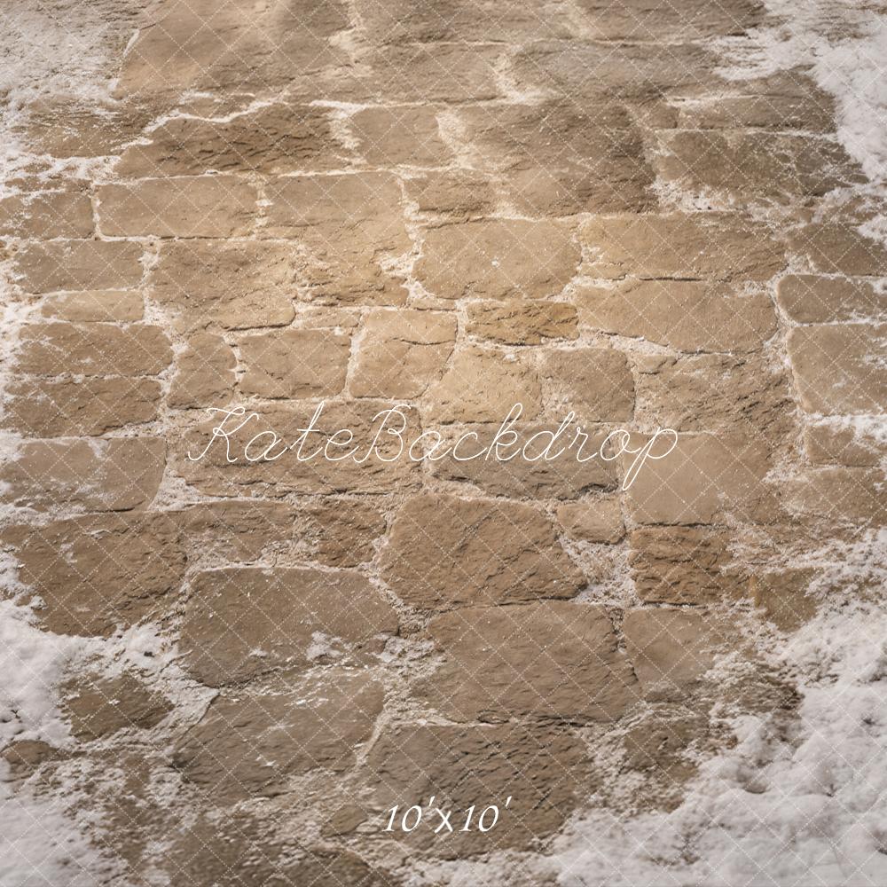 Kate Winter Cobblestone Floor With Snow Printed Backdrop Designed by Kate Image