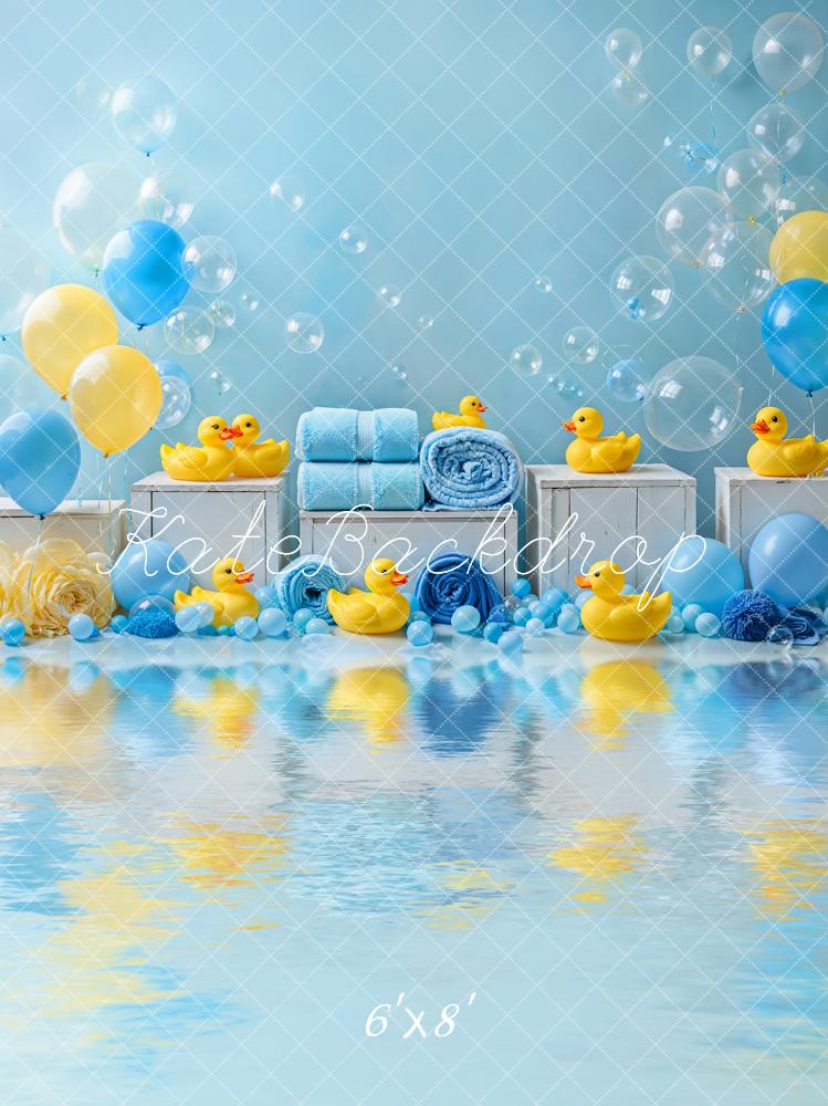 Lightning Deal Kate Baby Shower Cake Smash Duck Yellow Blue Balloons Bath Backdrop Designed by Emetselch