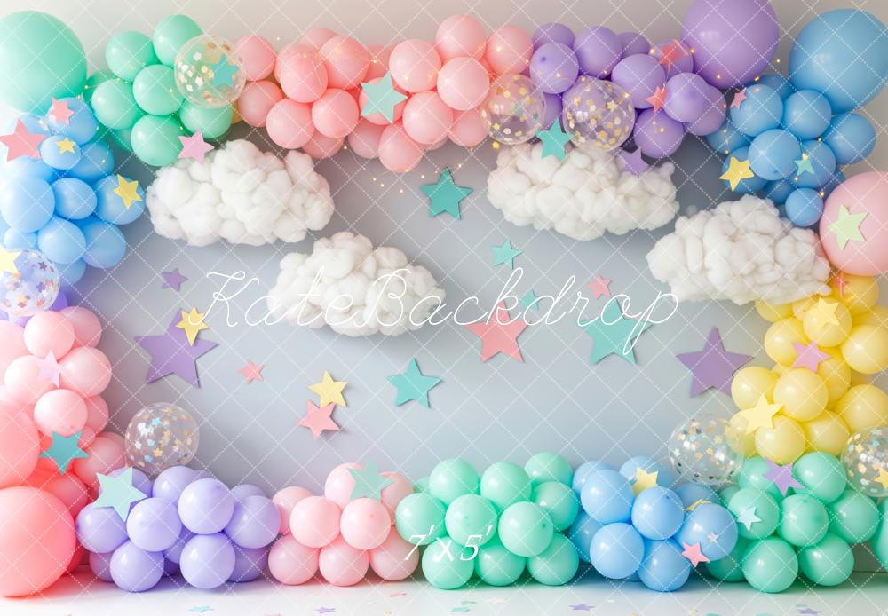 Kate Cake Smash Pastel Balloon Cloud Star Backdrop Designed by Patty Roberts