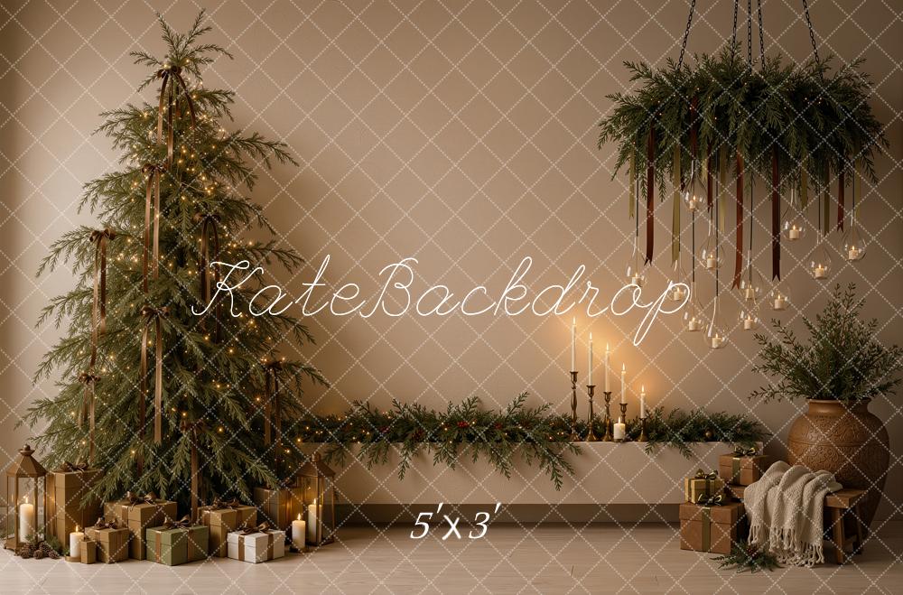 Kate Christmas Tree Candlelight Garland Printed Backdrop Designed by Ashley Ward