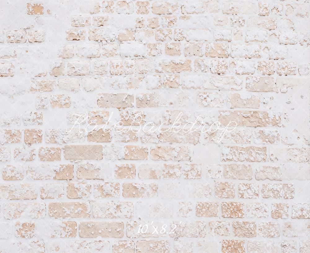 Kate Winter White Vintage Snow Brick Floor Printed Backdrop Designed by Kate Image
