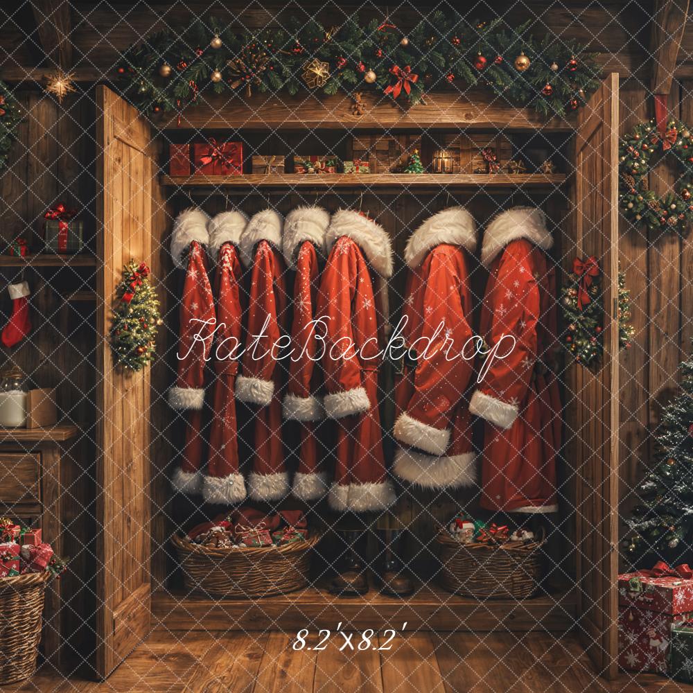 Kate Christmas Santa Closet Tree Wreath Stockings Backdrop Designed by Emetselch