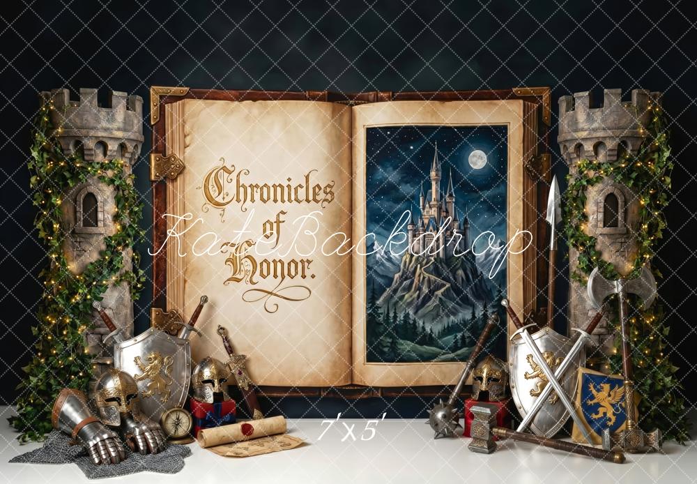 Kate Fantasy Castle Storybook Armor Medieval Boys Printed Backdrop Designed by Patty Roberts