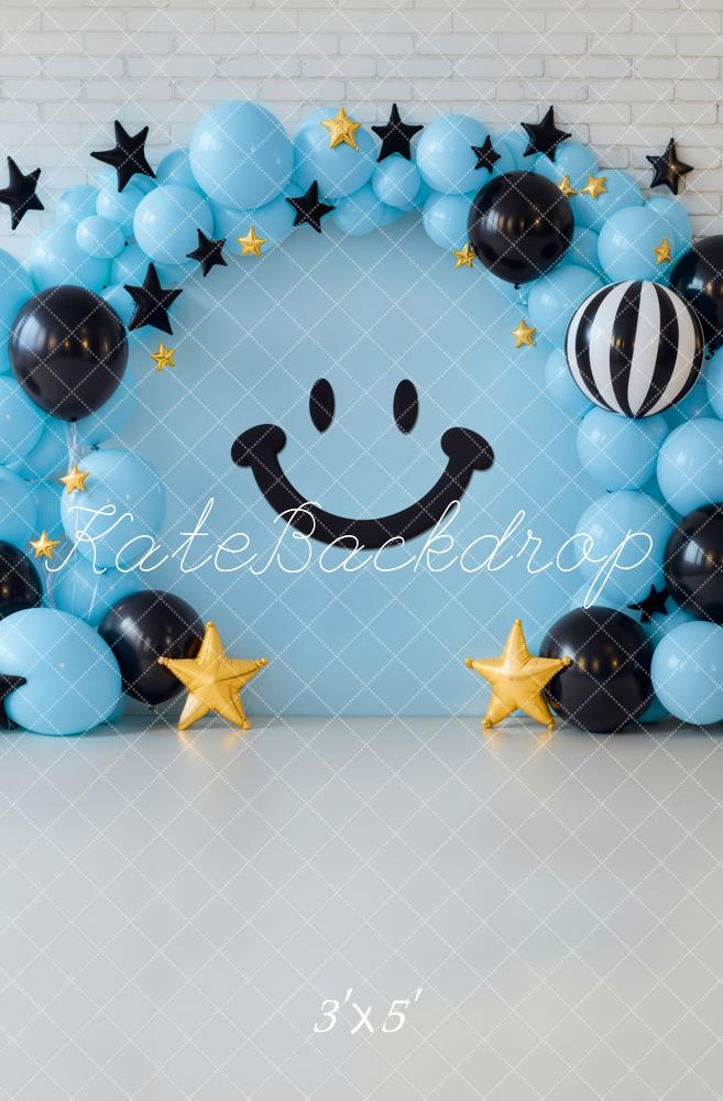 Arco de globos sonriente de pastel smash azul