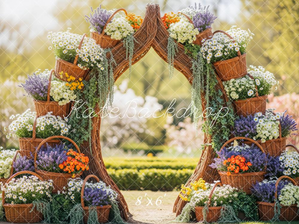 Kate Spring Flower Arch Wicker Baskets Backdrop Designed by Patty Roberts