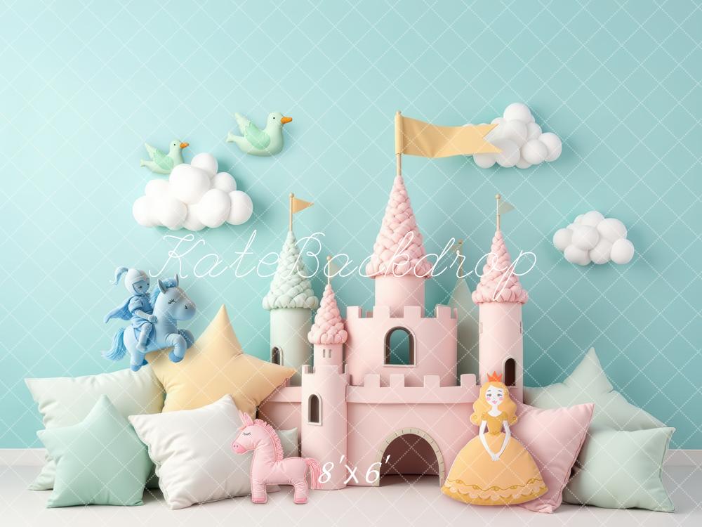 Kate Princess Castle Pony and Princess Cushions Printed Backdrop Designed by Laura Bybee