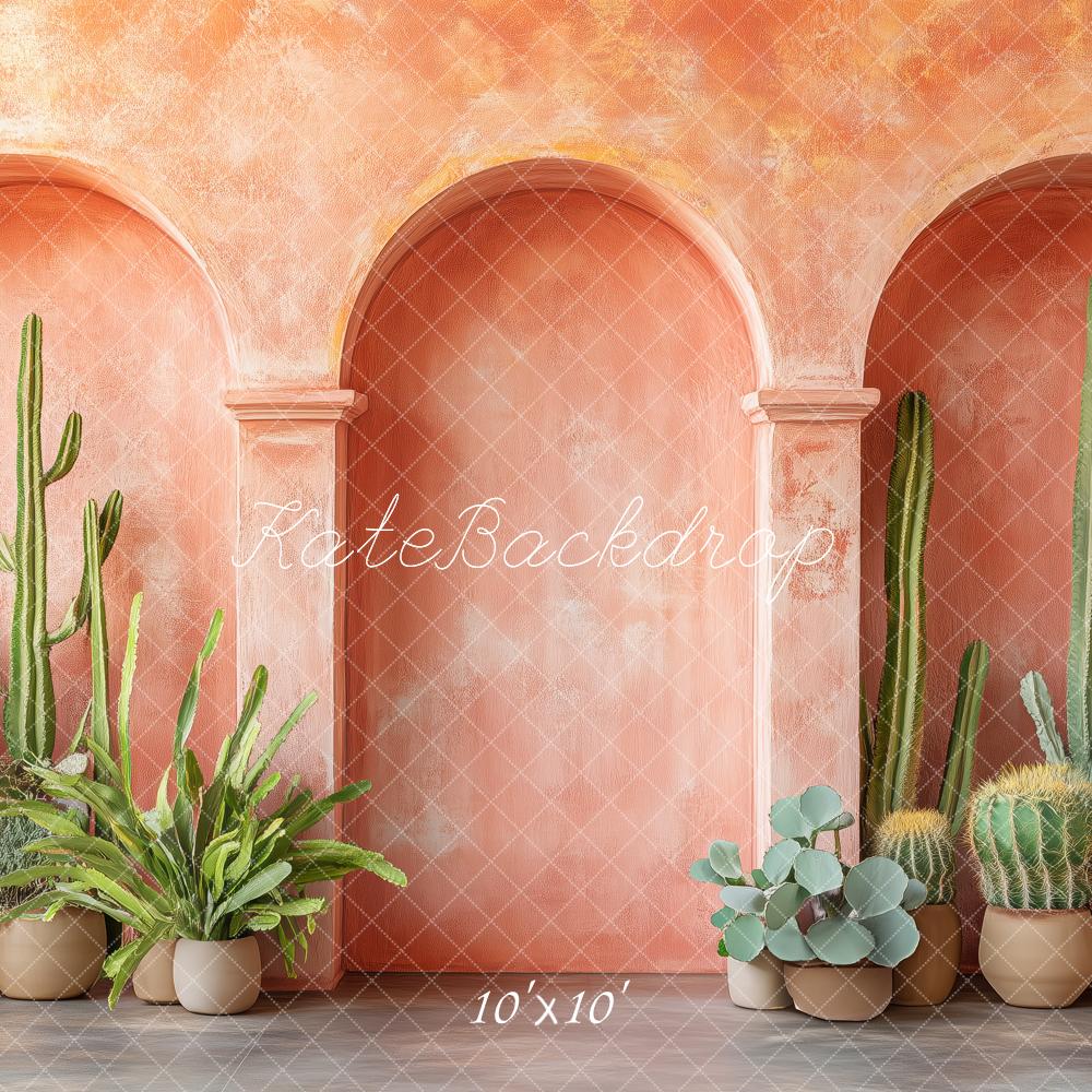 Cactus Arch Warm Terracotta Foto Achtergrond Designed by Patty Roberts