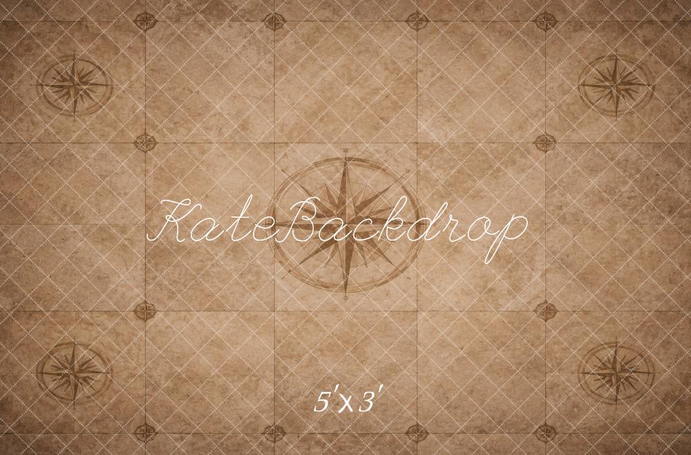 Kate Vintage Compass Brown Floor Printed Backdrop Printed Backdrop Designed by Vertigo Productions
