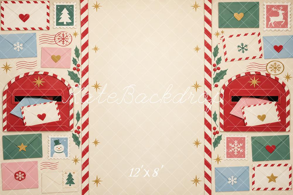 Kate Christmas Mailbox Envelopes Stamps Snowflakes Printed Backdrop Designed by Vertigo Productions