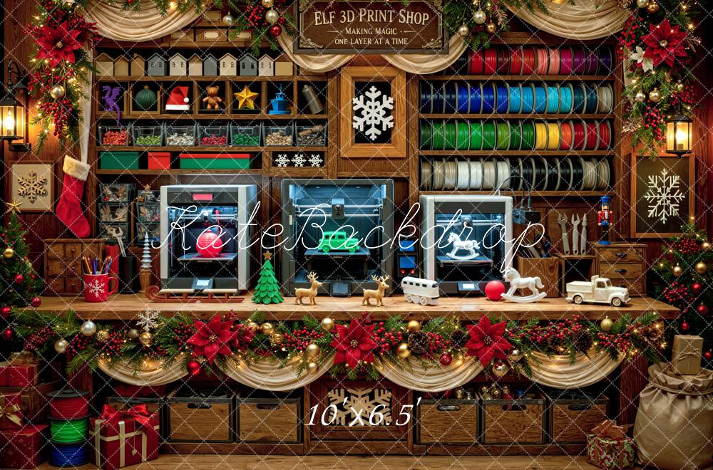 Kate Christmas North Pole 3D Print Wall Elf Craft Workshop Cabinet Printed Backdrop Designed by Mini MakeBelieve