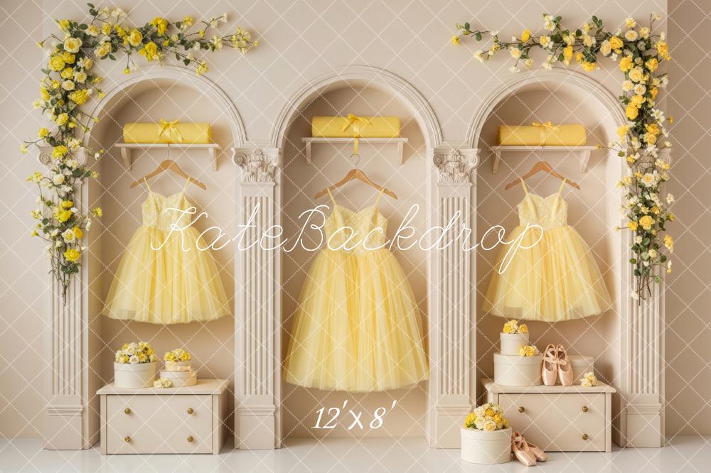 Kate Yellow Flower Arch Dress Closet Backdrop Designed by Patty Roberts