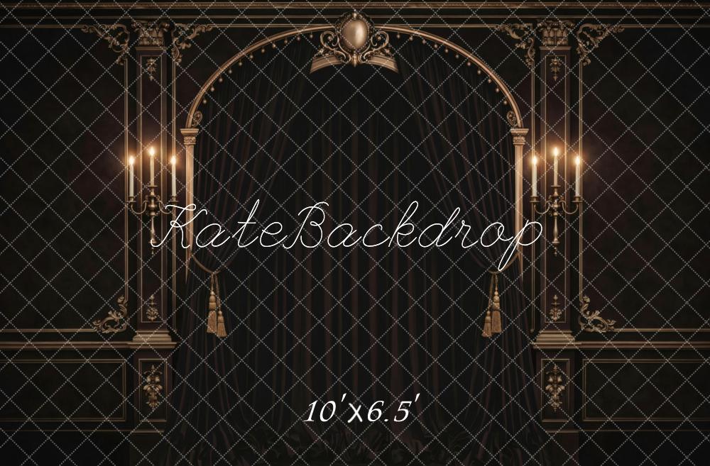 TEST Kate Dark Vintage Arch Candlestick Wall Panel Printed Backdrop Designed by Vertigo Productions