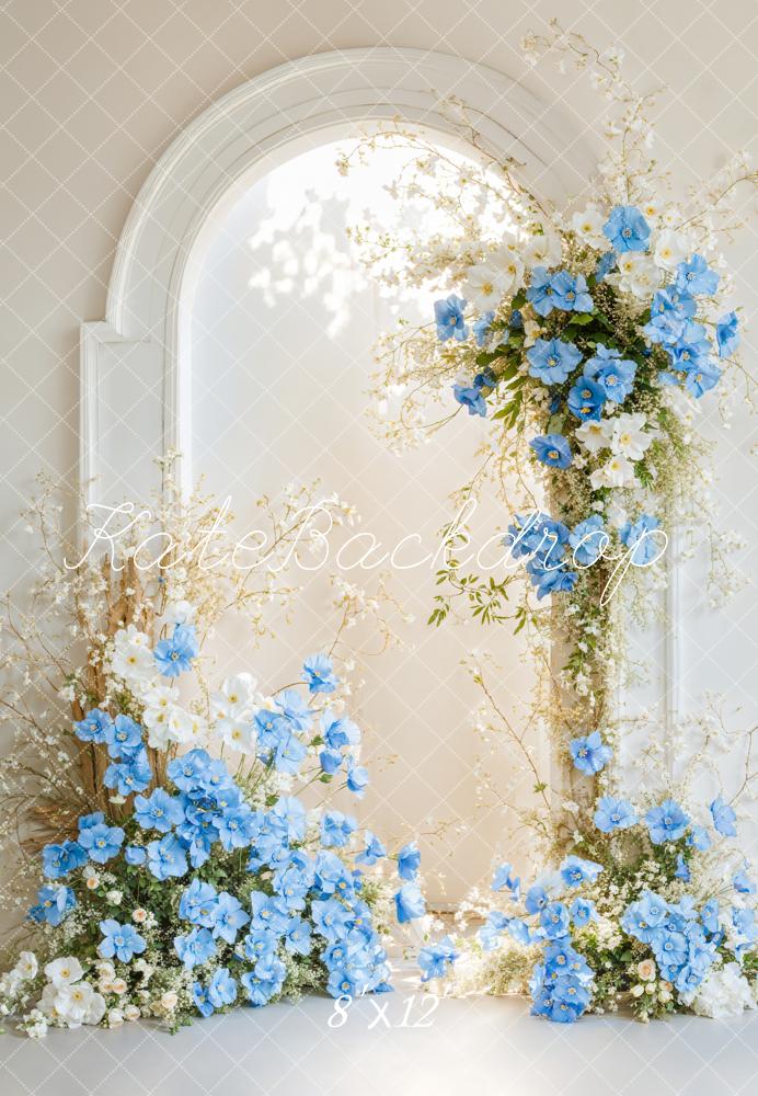 Elegante Bloemen Boog Blauwe Foto Achtergrond Designed by Emetselch