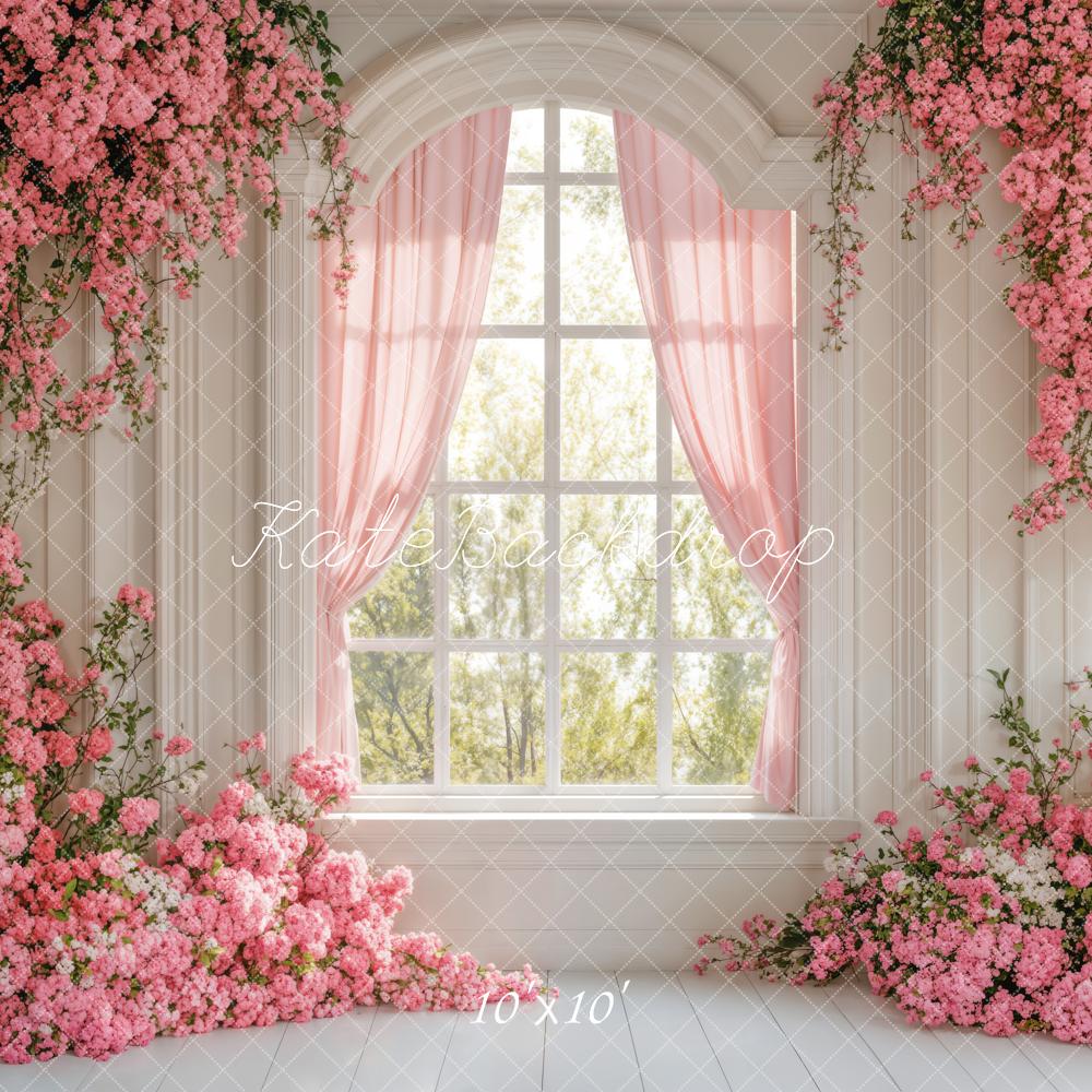 Kate Spring Floral Window Pink Backdrop Designed by Emetselch