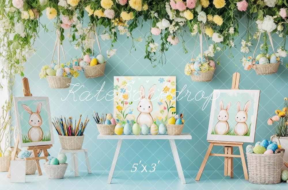 Kate Easter Painting Workshop Bunny Floral Backdrop Designed by Patty Roberts
