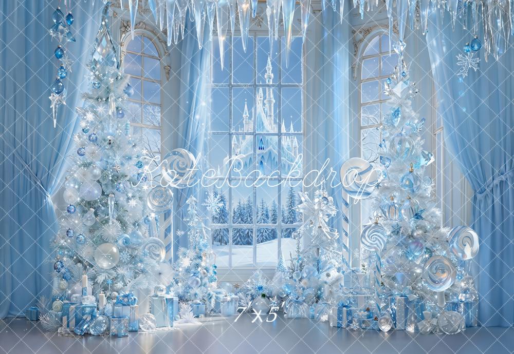 Kate Christmas Fairytale Icy Trees Blue Winter Castle Backdrop Designed by Emetselch