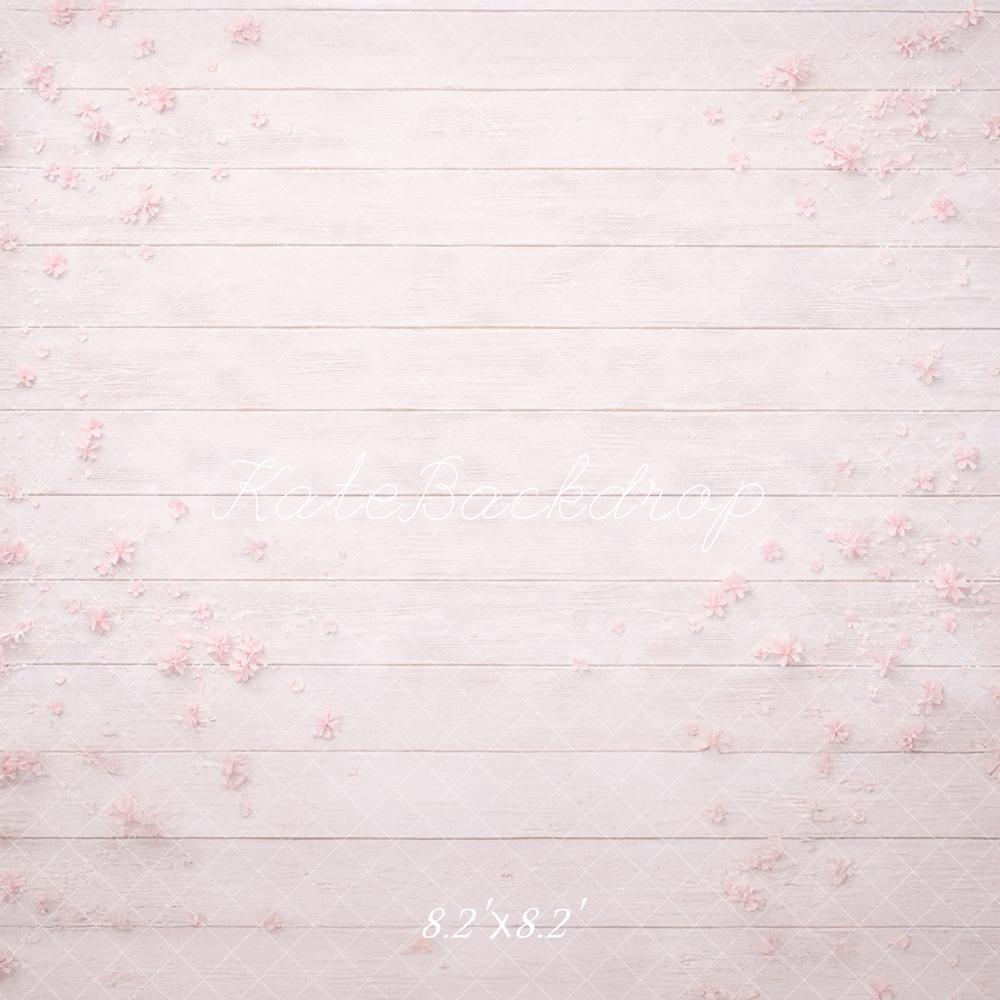 Kate Pink Flowers White Wood Floor Printed Backdrop Printed Backdrop Designed by Mandy Ringe Photography