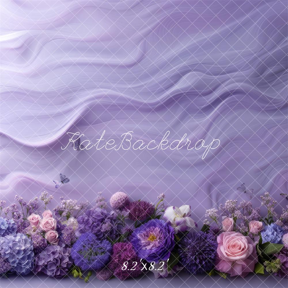 Kate Purple Paint Floral Backdrop Designed by Mini MakeBelieve