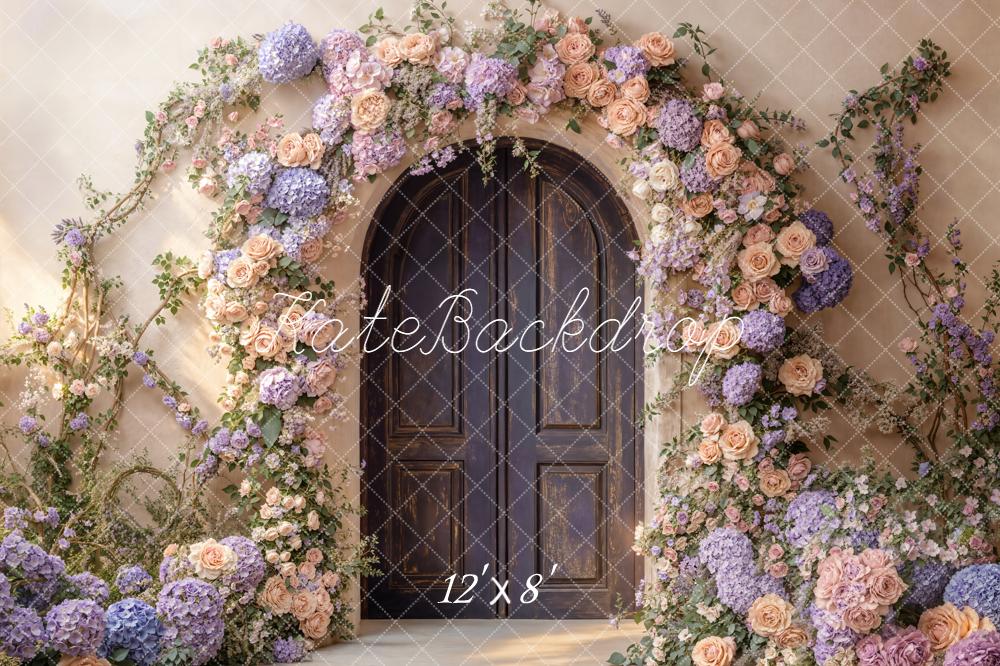 Kate Spring Flower Arch Pastel Roses and Hydrangeas Door Backdrop Designed by Emetselch