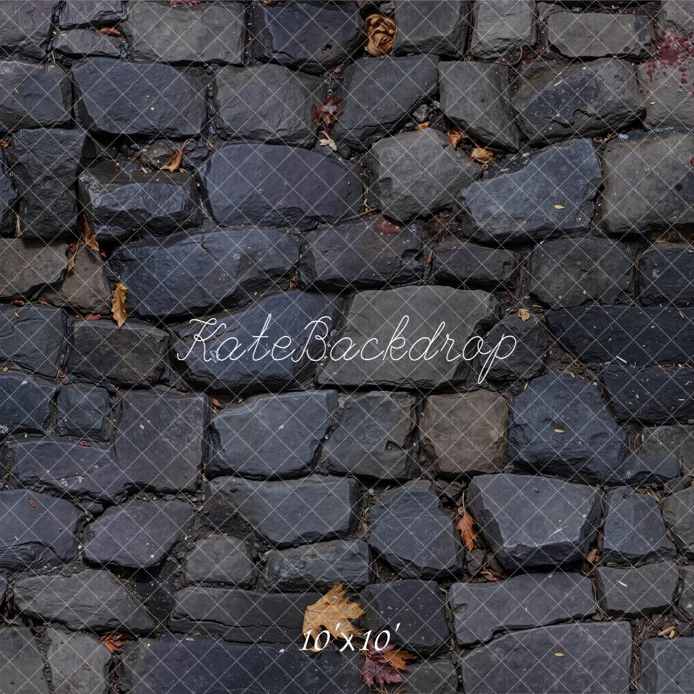 Kate Dark Gray Cobblestone Floor Backdrop Designed by Emetselch