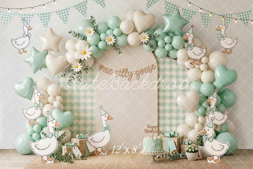 Kate Cake Smash Balloon Arch Daisy Silly Goose Birthday Backdrop Designed by Emetselch