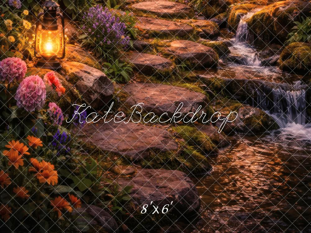 Kate Fairy Stone Path Lantern Flowers Stream Floor Backdrop Designed by Vertigo Productions