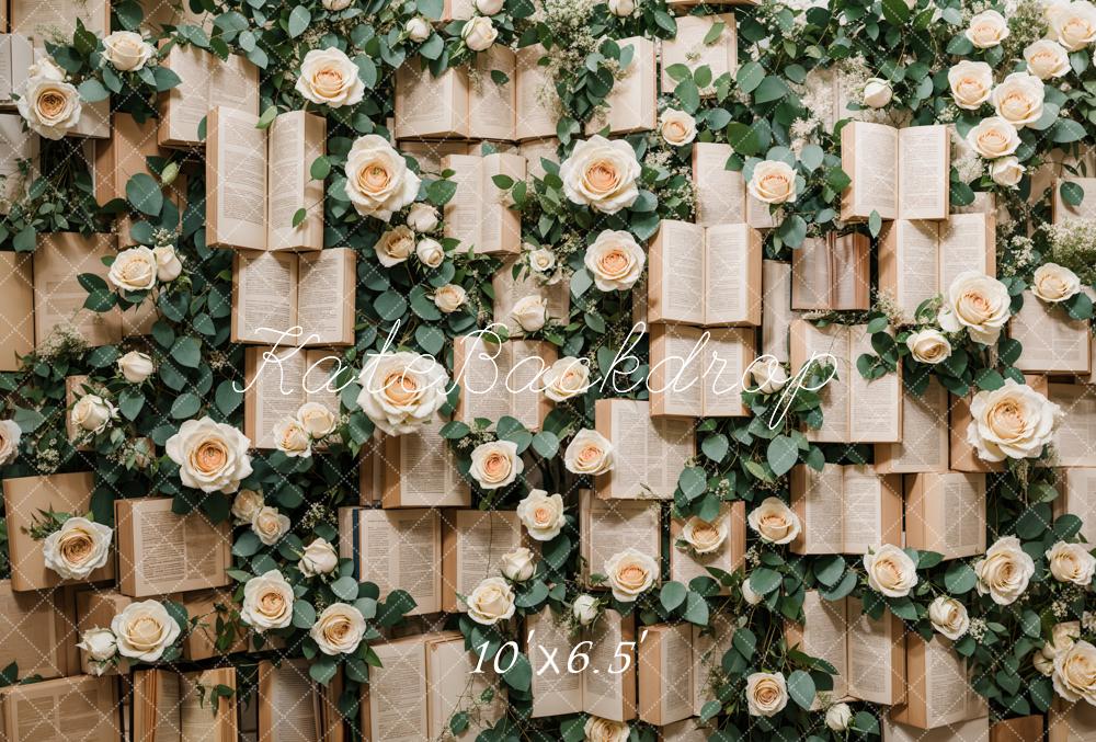 Kate Valentine Spring Vintage Books Roses Backdrop Designed by Emetselch