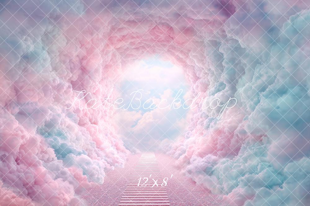 Kate Pastel Cloud Tunnel Stairs Printed Backdrop Designed by Angela Miller