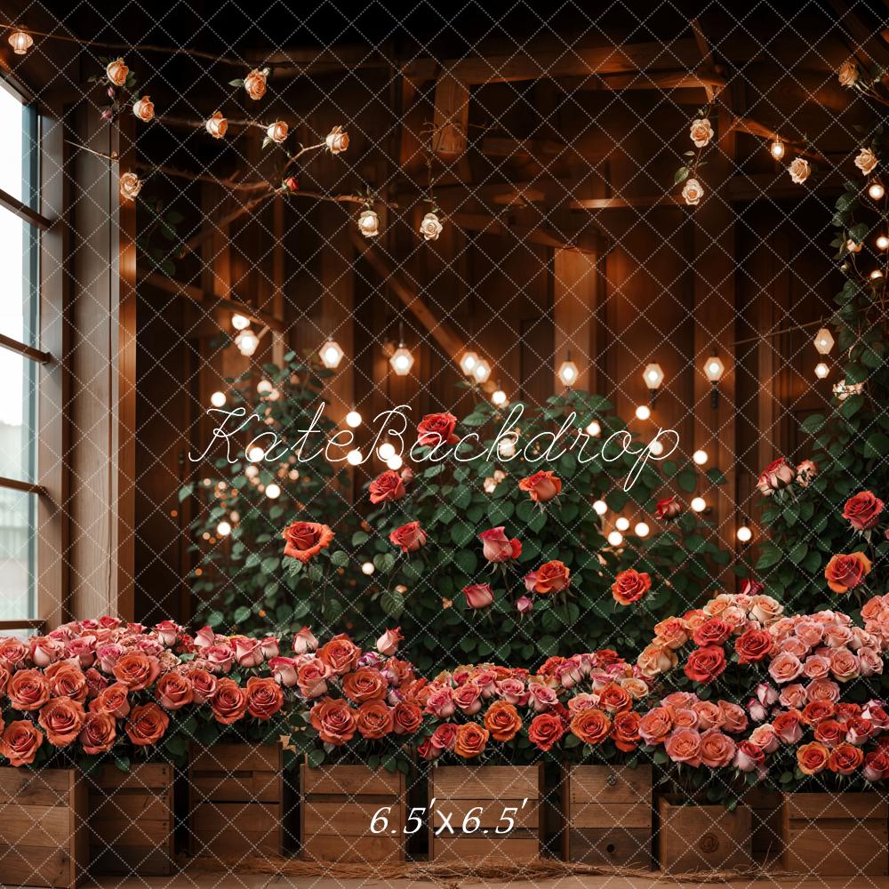 Romantische Bloemen Raamverlichting Foto Achtergrond Designed by Emetselch