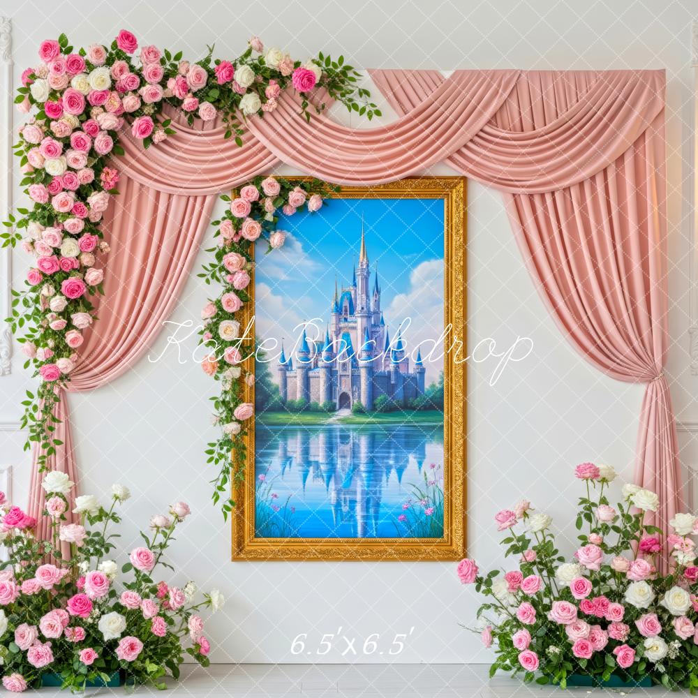 Kate Pink Floral Arch Castle Painting Backdrop Designed by Patty Roberts