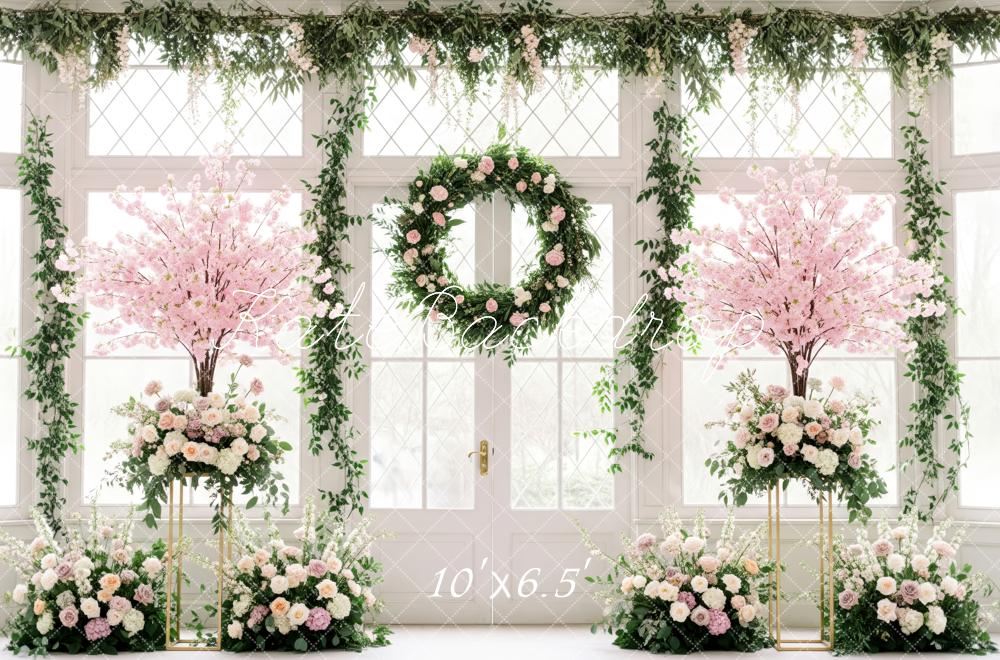 Kate Spring Flower Arch Pink Cherry Blossom Wreath Backdrop Designed by Patty Roberts