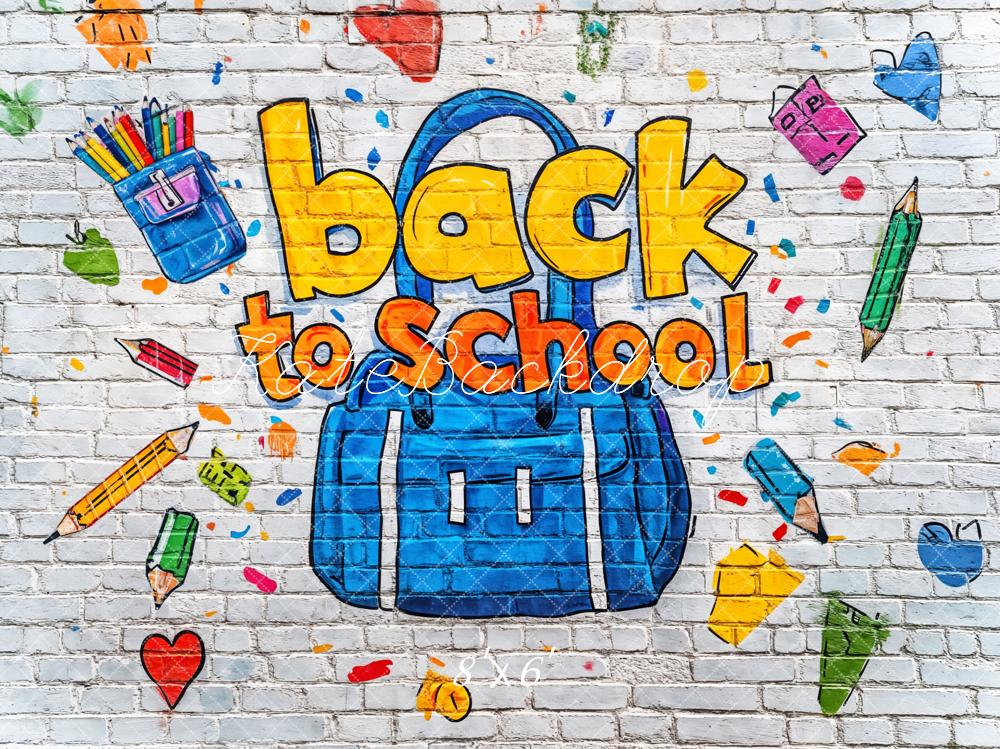 Kate Back to School Graffiti Brick Wall Backdrop Designed by Kate Image