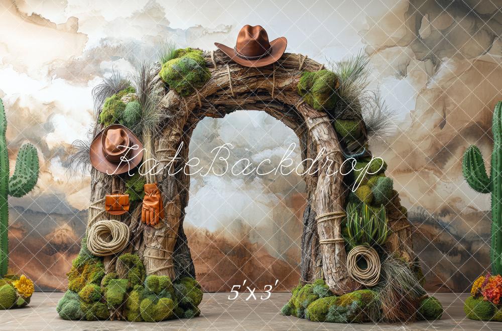 Verjaardag Westerse Avontuur Cowboy Boog Cactus Foto Achtergrond Designed by Mini MakeBelieve